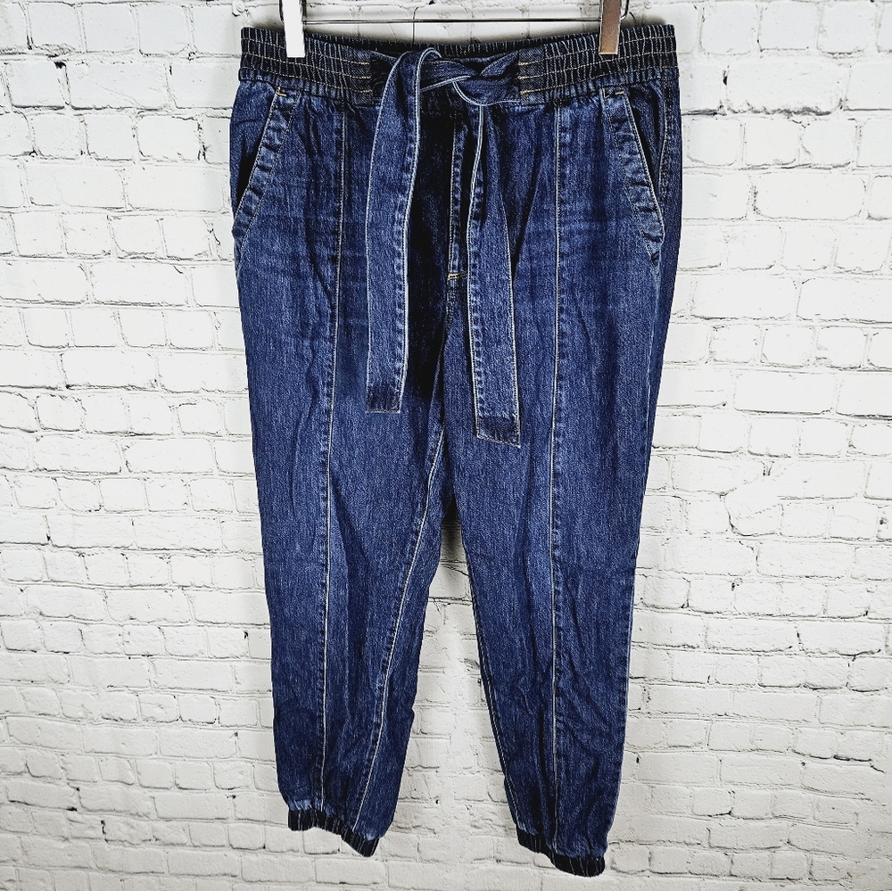 AMERICAN EAGLE | high waist tie waist denim jogger jeans